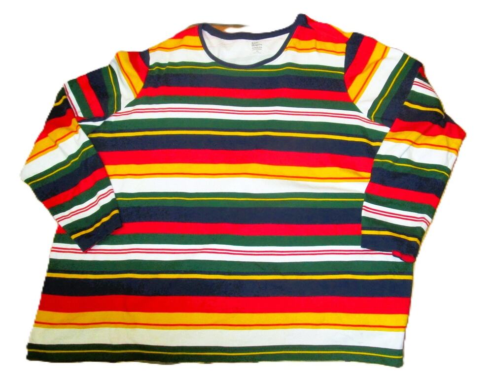 Kim Rogers Women's Rainbow Stripe Long Sleeve Cotton Shirt Pullover Size 4X